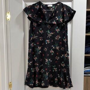 RED Valentino Black Mini Dress with Floral Print